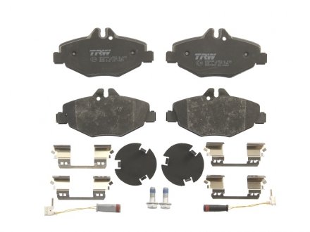 Комплект тормозных колодок передняя (с комплектующими; с винтами тормозного суппорта) MERCEDES E T-MODEL (S211), E (W211) 1.8-3.5 03.02-07.09 TRW GDB1542