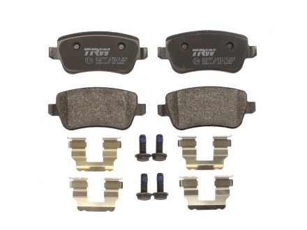 Комплект тормозных колодок задний (с комплектующими; с винтами тормозного суппорта) FIAT CROMA 1.8/1.9D/2.2 06.05- TRW GDB1637 (фото 1)