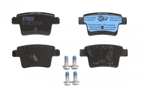 Комплект тормозных колодок задний (с комплектующими; с винтами тормозного суппорта) FORD MONDEO III; FORD USA FIVE HUNDRED, FREESTYLE; JAGUAR X-TYPE 1.8-3.0 10.00- TRW GDB1665 (фото 1)