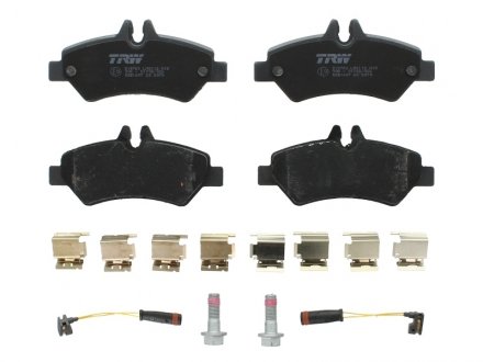 Комплект тормозных колодок задний (с комплектующими; с винтами тормозного суппорта) MERCEDES SPRINTER 4,6-T (906), SPRINTER 5-T (906); Volkswagen CRAFTER 30-35, CRAFTER 30-50 2.0D/2.1D/2.5D 04.06- TRW GDB1697 (фото 1)