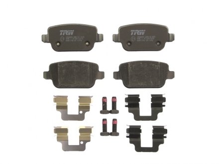 Комплект задних тормозных колодок (с комплектующими, с винтами тормозного суппорта) VOLVO S80 II, V70 II, V70 III, XC70, XC70 II; FORD FOCUS II, GALAXY, KUGA I, MONDEO IV, S-MAX 1.6-4.4 01.01-12.16 TRW GDB1732