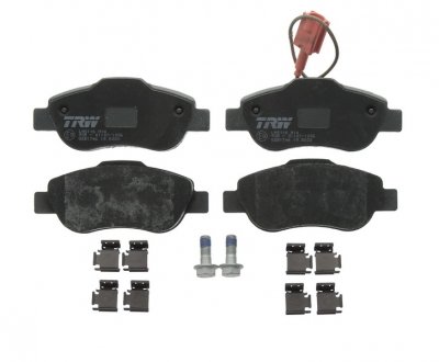 Комплект тормозных колодок передняя (с комплектующими; с винтами тормозного суппорта) FIAT 500, 500 C, FIORINO/MINIVAN, PANDA, QUBO; FORD KA 1.2-1.4CNG 06.06- TRW GDB1746