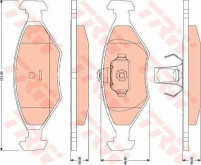 Комплект тормозных колодок передняя FIAT SIENA 1.2/1.4 09.01-12.09 TRW GDB1751 (фото 1)