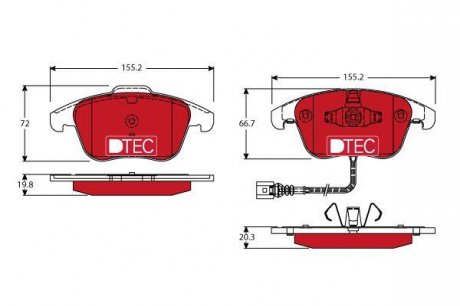 Керамічні гальмівні колодки передній AUDI Q3; SEAT ALHAMBRA; Volkswagen SHARAN, TIGUAN 1.4-2.0D 09.07- TRW GDB1762DTE (фото 1)