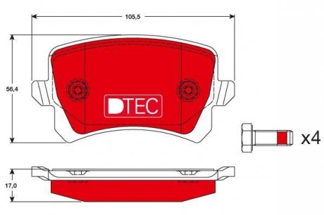 Фото автозапчасти керамические тормозные колодки задние AUDI A6 C6, Q3; SEAT ALHAMBRA; Volkswagen CC B7, PASSAT ALLTRACK B7, PASSAT B6, PASSAT B7, SHARAN, TIGUAN 1.4-4.2 05.04- TRW GDB1763DTE