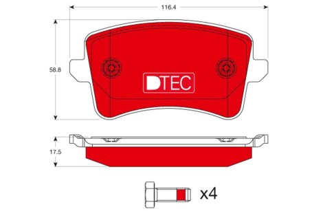 Фото автозапчасти керамические тормозные колодки задние AUDI A4, A4 ALLROAD, A5, Q5 1.8-4.2 06.07-05.17 TRW GDB1765DTE