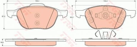 Фото автозапчастини комплект гальмівних колодок передня FORD C-MAX II, FOCUS III, GRAND C-MAX 1.0-2.0D 04.10- TRW GDB1939 (фото 1)