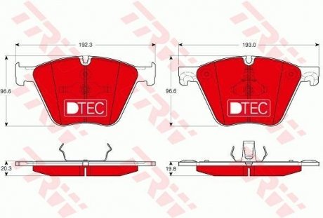 Керамические тормозные колодки передняя BMW X5 (E70), X5 (F15, F85), X6 (E71, E72), X6 (F16, F86) 3.0D/4.4/4.4H 10.07-07.19 TRW GDB1964DTE (фото 1)