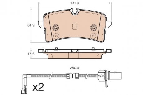Комплект гальмівних колодок задній AUDI A8 4.0-6.3 11.09-01.18 TRW GDB1975 (фото 1)
