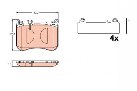 Комплект гальмівних колодок передня MERCEDES S (A217), S (C217), S (W222, V222, X222) 2.2DH-4.7 05.13- TRW GDB2144 (фото 1)