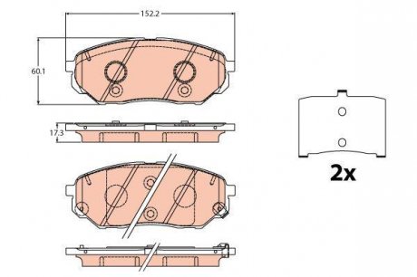 Комплект тормозных колодок KIA SORENTO III 2.0D/2.2D/2.4 01.15- TRW GDB2195