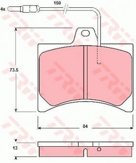 Фото автозапчасти комплект тормозных колодок передн. CITROEN C15, LNA, VISA; PEUGEOT 104 0.6-1.8D 09.78-12.00 TRW GDB276