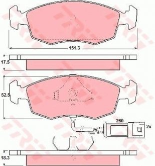 Фото автозапчасти комплект тормозных колодок передн. FORD ESCORT VI, SCORPIO I, SIERRA 1.6-2.9 08.82-09.99 TRW GDB301