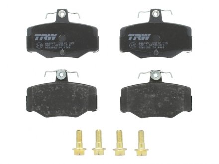 Комплект задних тормозных колодок (с комплектующими; с винтами тормозного суппорта) NISSAN ALMERA II, ALMERA TINO, PRIMERA 1.5-2.2D 06.90-11.06 TRW GDB3092