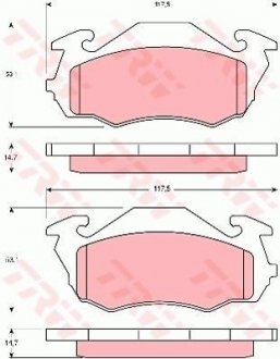 Фото автозапчастини комплект гальмівних колодок задній SUBARU LIBERO 1.2 08.91-02.00 TRW GDB3136 (фото 1)