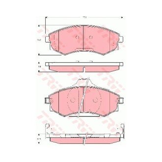 Фото автозапчасти комплект тормозных колодок передн. HYUNDAI LANTRA II; KIA MAGENTIS 1.9D/2.0/2.5 03.98- TRW GDB3283