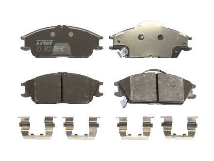 Комплект тормозных колодок передняя (с комплектующими; с акустическим датчиком износа) HYUNDAI ACCENT, ACCENT II, GETZ, LANTRA II 1.1-1.6 10.94-12.10 TRW GDB3331 (фото 1)