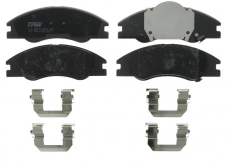 Комплект тормозных колодок передний (с комплектующими; с акустическим датчиком износа) KIA CERATO I, RIO 1.3-2.0D 08.00- TRW GDB3367 (фото 1)