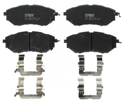 Комплект тормозных колодок передняя (с комплектующими; с акустическим датчиком износа) SUBARU FORESTER, LEGACY IV, LEGACY V, OUTBACK, TRIBECA 2.0-3.6 09.03- TRW GDB3372