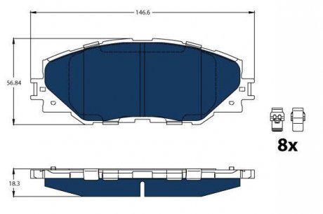 Комплект тормозных колодок TOYOTA AURIS, RAV 4 IV 1.8H/2.5H 09.10-11.18 TRW GDB3424BTE