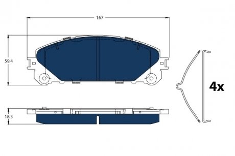 Комплект тормозных колодок передняя LEXUS NX, RX; TOYOTA RAV 4 IV 2.5H/3.5H 12.08- TRW GDB3484BTE
