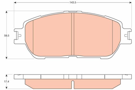 Фото автозапчастини комплект гальмівних колодок передня TOYOTA CAMRY, SIENNA 2.4-3.5 08.01- TRW GDB3612