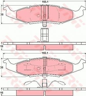 Фото автозапчасти комплект тормозных колодок передн. CHRYSLER NEON; DODGE NEON; PLYMOUTH NEON 2.0 05.94-08.99 TRW GDB4006 (фото 1)