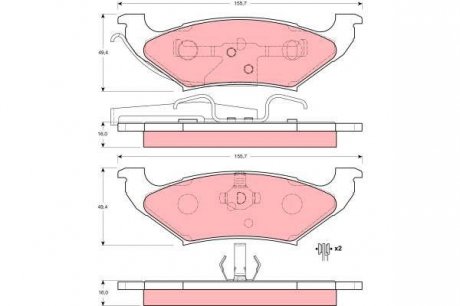 Фото автозапчастини комплект гальмівних колодок задній CHRYSLER VOYAGER III; DODGE CARAVAN; LINCOLN CONTINENTAL, CONTINENTAL TOWN CAR, TOWN CAR II; PLYMOUTH VOYAGER 2.0-4.6 10.90-12.02 TRW GDB4045 (фото 1)