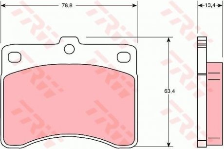 Фото автозапчасти комплект тормозных колодок передн. DAIHATSU CUORE II, CUORE III, HIJET, SPARCAR 0.8-1.4D 09.83- TRW GDB736