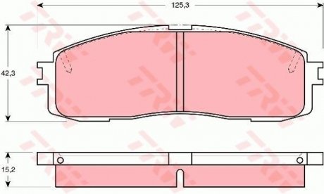 Фото автозапчасти комплект тормозных колодок задний LEXUS ES; TOYOTA CAMRY, COROLLA, CROWN, SUPRA 1.3/2.8/3.0 02.84- TRW GDB872