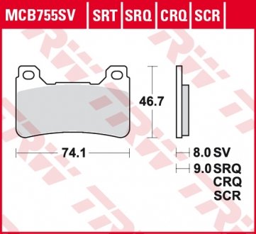 Фото автозапчастини гальмівні колодки шосейне sinter HONDA CB, CBR 600/650/1000 2004- TRW MCB755SV