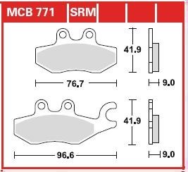 Фото автозапчасти тормозные колодки скутеры PIAGGIO/VESPA BEVERLY, MP3, X10, X7, X8, X9, X-EVO 125-500 2005-2017 TRW MCB771SRM (фото 1)