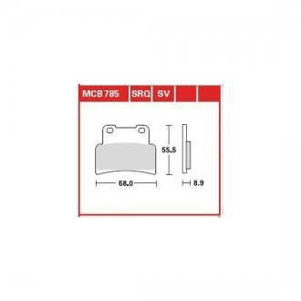 Фото автозапчастини гальмівні колодки шосейне sinter APRILIA NA, RS, SL, SMV; YAMAHA MT, YZF, YZF-R125 125-1200 2006-2017 TRW MCB785SV (фото 1)