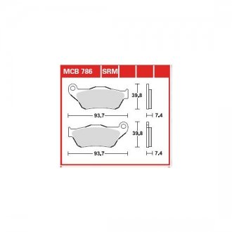 Фото автозапчасти тормозные колодки скутеры YAMAHA YP 125/250 2005-2009 TRW MCB786SRM