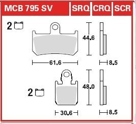 Фото автозапчастини гальмівні колодки гоночні carbon YAMAHA FZ1, MT-01, VMX, YZF-R1 1000/1670/1700 2004-2016 TRW MCB795CRQ (фото 1)