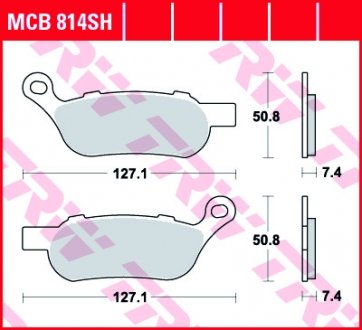 Фото автозапчастини гальмівні колодки шосейне/гоночні sinter HARLEY DAVIDSON FLSTF, FLSTN, FXCW, FXCWC, FXDC, FXDF, FXDL, FXDWG, FXST, FXSTC 1584 2008- TRW MCB814SH (фото 1)