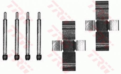 Монтажный набор задних тормозных накладок передняя MERCEDES/8(W114),/8(W115), CABRIOLET(W111), HECKFLOSSE(W110), S(W108, W109); Volkswagen TRANSPORTER II 1.6-6.3 04.61-01.77 TRW PFK247