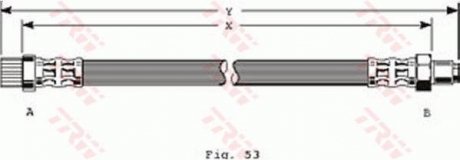 Тормозная трубка/трос гибкая передняя левая/правая (длина 347мм, M10x1/M10x1) RENAULT 21, TRAFIC 1.4-2.5D 03.80-03.01 TRW PHA251 (фото 1)