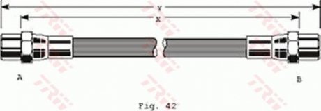 Тормозной шланг, передняя левая/правая (длина 310мм, M10x1/M10x1) AUDI 80, 90, CABRIOLET, COUPE 1.6-2.8 06.86-08.00 TRW PHA288 (фото 1)