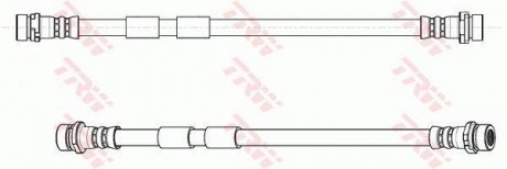 Гальмівний шланг, задний ліва/права (довжина 285мм, M10x1/M10x1) FORD B-MAX, FIESTA VI, KA+ 1.0-1.6D 06.08- TRW PHA595