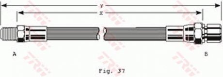 Тормозная трубка/трос гибкая задний левая/правая (длина 170мм, M10x1,25 3/8"-24) FIAT 125; FSO POLONEZ, POLONEZ I, POLONEZ II, POLONEZ III; TRW PHB119 (фото 1)