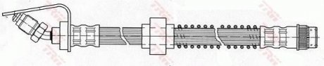 Гальмівний шланг, передня ліва (довжина 610мм, M10x1/M10x1) OPEL MOVANO 1.9D/2.5D/2.8D 07.98- TRW PHB424