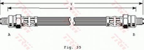 Тормозной шланг, передняя левая/правая (длина 445мм, M10x1/M10x1) FORD ESCORT 91 EXPRESS, ESCORT V 1.3-2.0 07.90-01.95 TRW PHC223