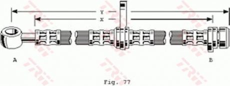 Тормозная трубка/трос гибкая передняя правая (длина 705мм, 10мм, M10x1) HONDA ACCORD IV, ACCORD V; ROVER 600 1.9-2.3 01.90-06.99 TRW PHD101
