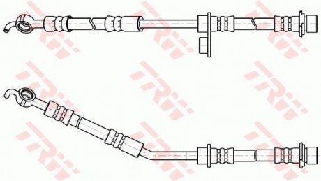 Тормозная трубка/трос гибкая передняя левая (длина 260мм/195мм, M10x1, кожух) DAIHATSU CHARADE; TOYOTA YARIS 1.0-1.4D 01.05- TRW PHD1055 (фото 1)