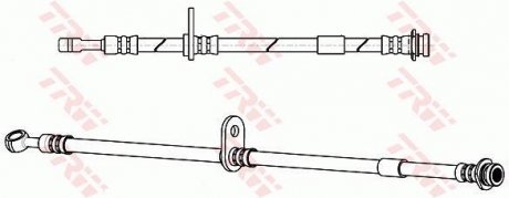Тормозная трубка/трос гибкая передняя правая (длина 463мм, M10x1, кожух) SUZUKI ALTO 1.0 01.09- TRW PHD1069