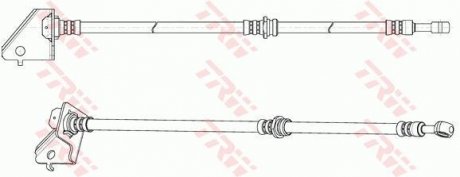 Гальмівная трубка/трос гнучка передня ліва (довжина 445мм, M10x1, кожух) HYUNDAI TUCSON; KIA SPORTAGE 2.0/2.0D/2.7 08.04- TRW PHD1121