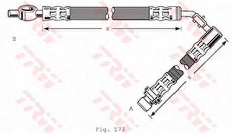 Тормозная трубка/тросс гибкая задняя левая/правая (длина 270мм, 10мм) MG MG TF, MGF; ROVER 100, 100/METRO 1.1-1.8 03.90-12.09 TRW PHD256 (фото 1)