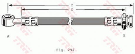 Гальмівная трубка/трос гнучка задній ліва/права (довжина 225мм, 10мм) NISSAN PATROL GR IV 2.8D/4.2/4.2D 09.88-02.98 TRW PHD366