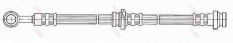 Тормозная трубка/трос гибкая задняя левая (длина 565мм, 10мм, M10x1, кожух) NISSAN ALMERA II 1.5-2.2D 01.00-11.06 TRW PHD483